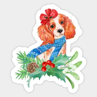 Christmas Cavalier King Charles Spaniel Sticker